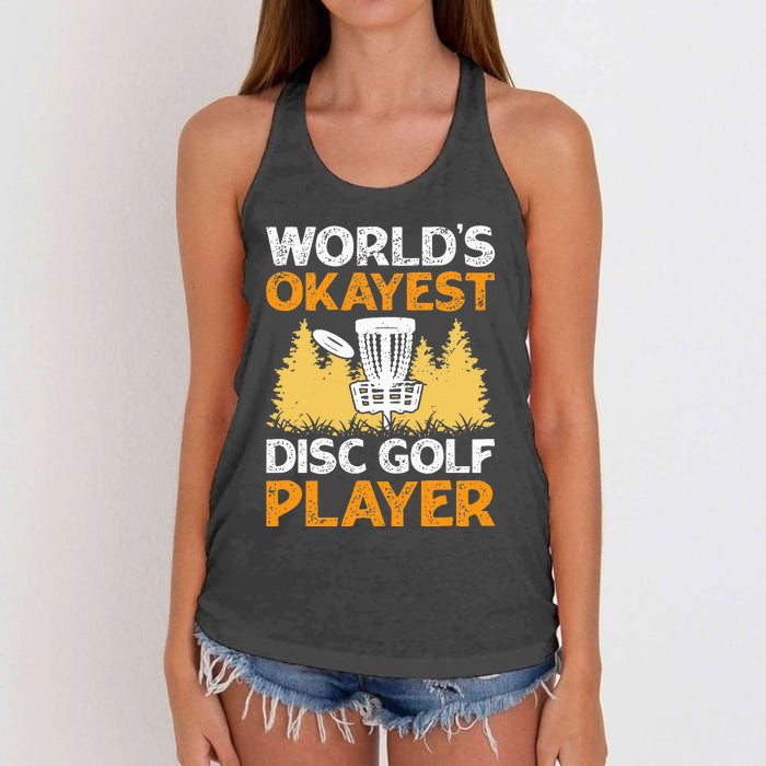 vintage World's Okayest Disc Golf Player Women's Knotted Racerback Tank