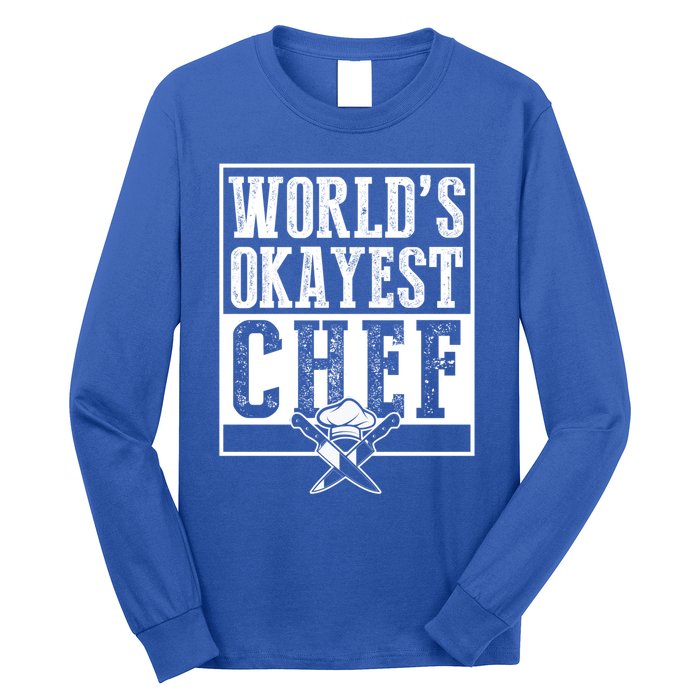 Vintage Worlds Okayest Chef Gift Cooking Gift Long Sleeve Shirt