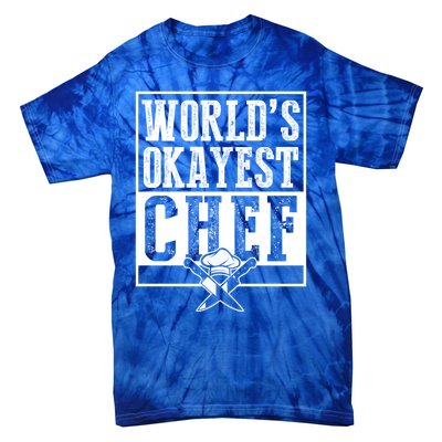 Vintage Worlds Okayest Chef Gift Cooking Gift Tie-Dye T-Shirt