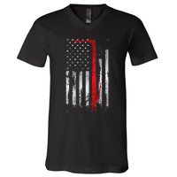 Vintage Welder Patriotic USA American Flag Welding V-Neck T-Shirt