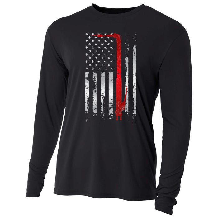 Vintage Welder Patriotic USA American Flag Welding Cooling Performance Long Sleeve Crew