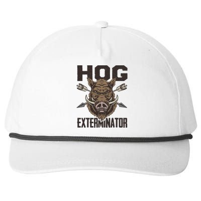 Vintage Wild Pig Hunt Hunting Hog Exterminator Boar Hunter Snapback Five-Panel Rope Hat