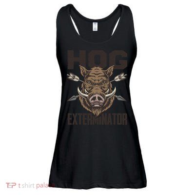 Vintage Wild Pig Hunt Hunting Hog Exterminator Boar Hunter Ladies Essential Flowy Tank