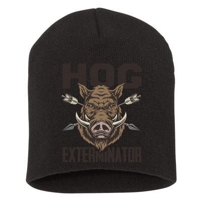 Vintage Wild Pig Hunt Hunting Hog Exterminator Boar Hunter Short Acrylic Beanie