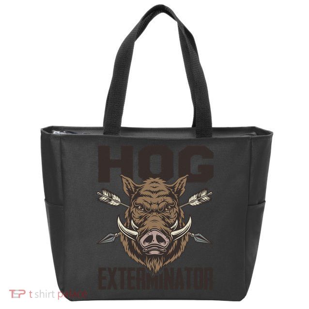 Vintage Wild Pig Hunt Hunting Hog Exterminator Boar Hunter Zip Tote Bag
