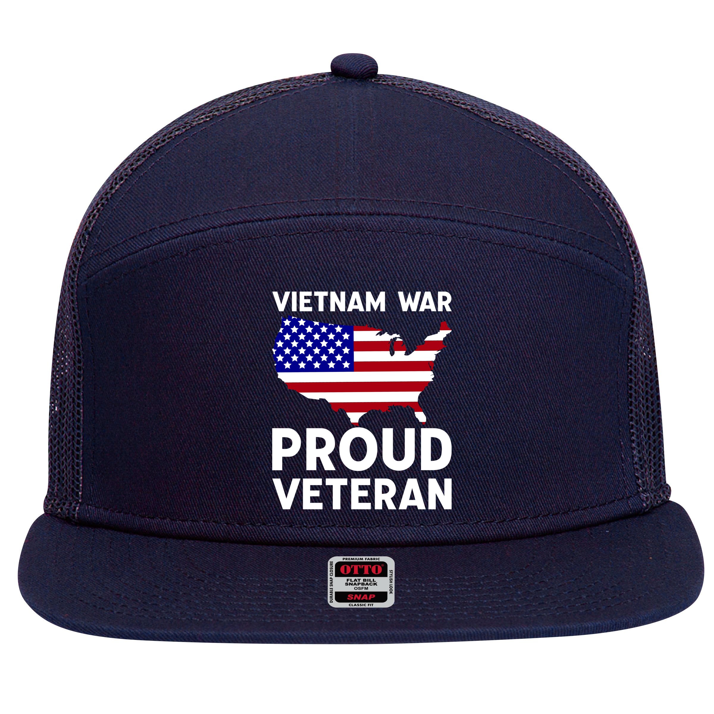 Vietnam War Proud Veteran 7 Panel Mesh Trucker Snapback Hat