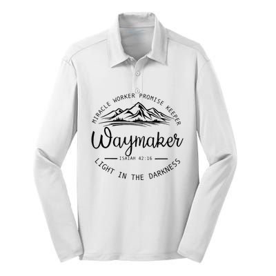 Vintage Waymaker Promise Keeper Miracle Worker Christian Silk Touch Performance Long Sleeve Polo