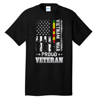 Vietnam War Proud Veteran For Military American Flag Patriotic Tall T-Shirt