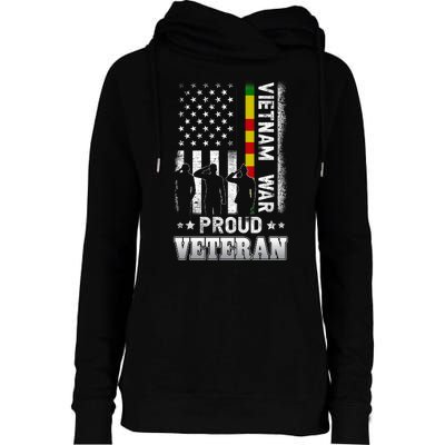 Vietnam War Proud Veteran For Military American Flag Patriotic Womens Funnel Neck Pullover Hood