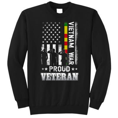 Vietnam War Proud Veteran For Military American Flag Patriotic Tall Sweatshirt