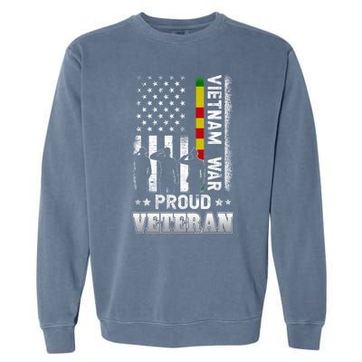 Vietnam War Proud Veteran For Military American Flag Patriotic Garment-Dyed Sweatshirt