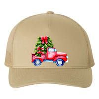 Vintage Wagon Red Car Merry Christmas Tree Truck Xmas Family Yupoong Adult 5-Panel Trucker Hat