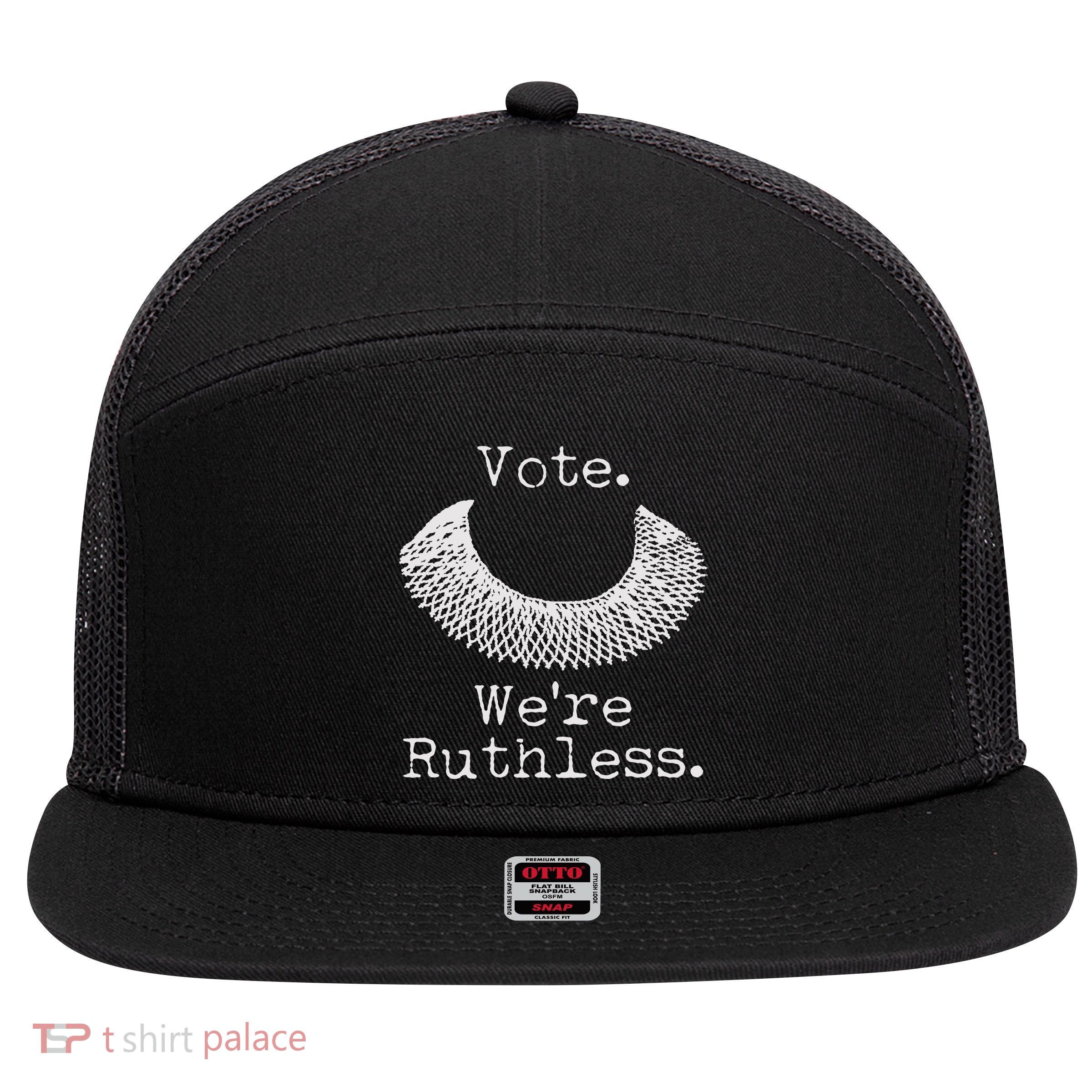 Vote We're Ruthless RBG Ruth Bader Ginsburg 7 Panel Mesh Trucker Snapback Hat