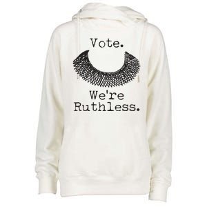 Vote We're Ruthless RBG Ruth Bader Ginsburg Womens Funnel Neck Pullover Hood