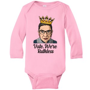 Vote We're Ruthless Ruth Bader Ginsburg Equal Rights Baby Long Sleeve Bodysuit