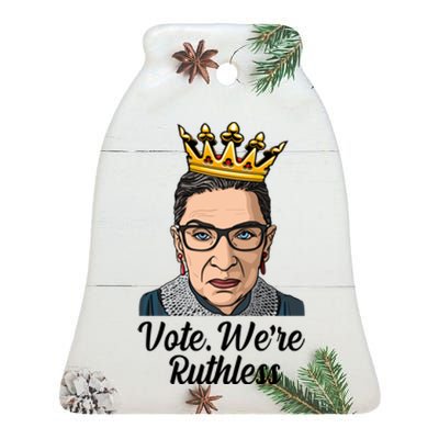 Vote We're Ruthless Ruth Bader Ginsburg Equal Rights Ceramic Bell Ornament