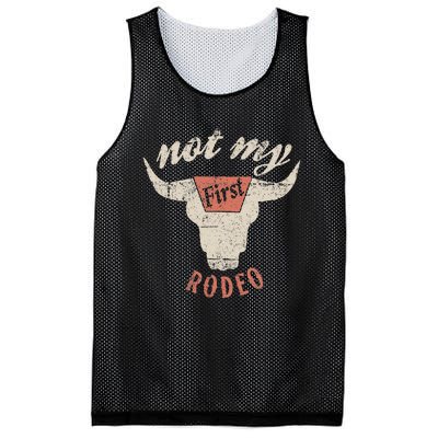 Vintage Western Rodeo Bull Skull Not My First Rodeo Mesh Reversible Basketball Jersey Tank