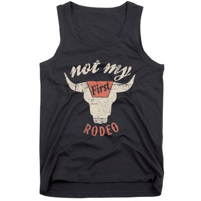 Vintage Western Rodeo Bull Skull Not My First Rodeo Tank Top