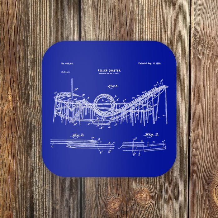 Vintage Wooden Roller Coaster Great Gift Blueprint Gift Coaster