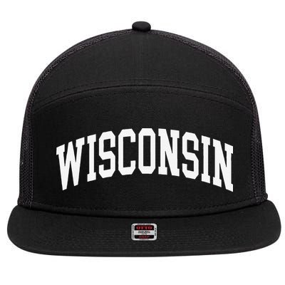 Vintage Wear Red For Wisconsin 7 Panel Mesh Trucker Snapback Hat