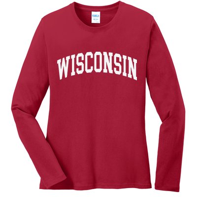 Vintage Wear Red For Wisconsin Ladies Long Sleeve Shirt
