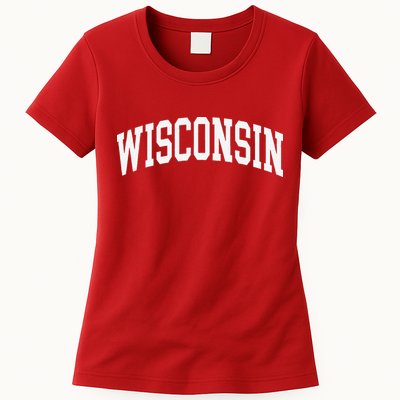 Vintage Wear Red For Wisconsin Womens T-Shirt