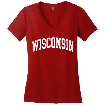 Vintage Wear Red For Wisconsin Women's V-Neck T-Shirt