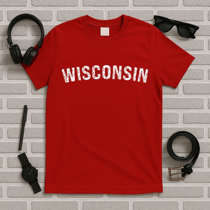 Vintage Wear Red For Wisconsin T-Shirt