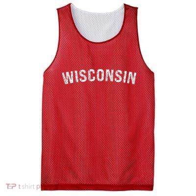 Vintage Wear Red For Wisconsin Mesh Reversible Basketball Jersey Tank