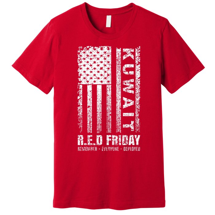 Vintage Wear Red For Deployed Kuwait R.E.D. Friday Flag Premium T-Shirt