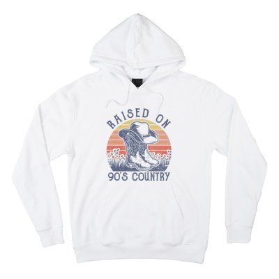 Vintage Western Raised On 90S Country Music Cowboy Hat Hoodie