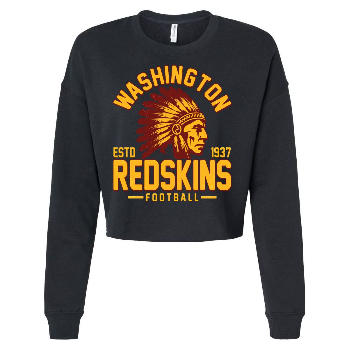 Vintage Washington Redskins Football Estd 1937 Sports Fan Cropped Pullover Crew