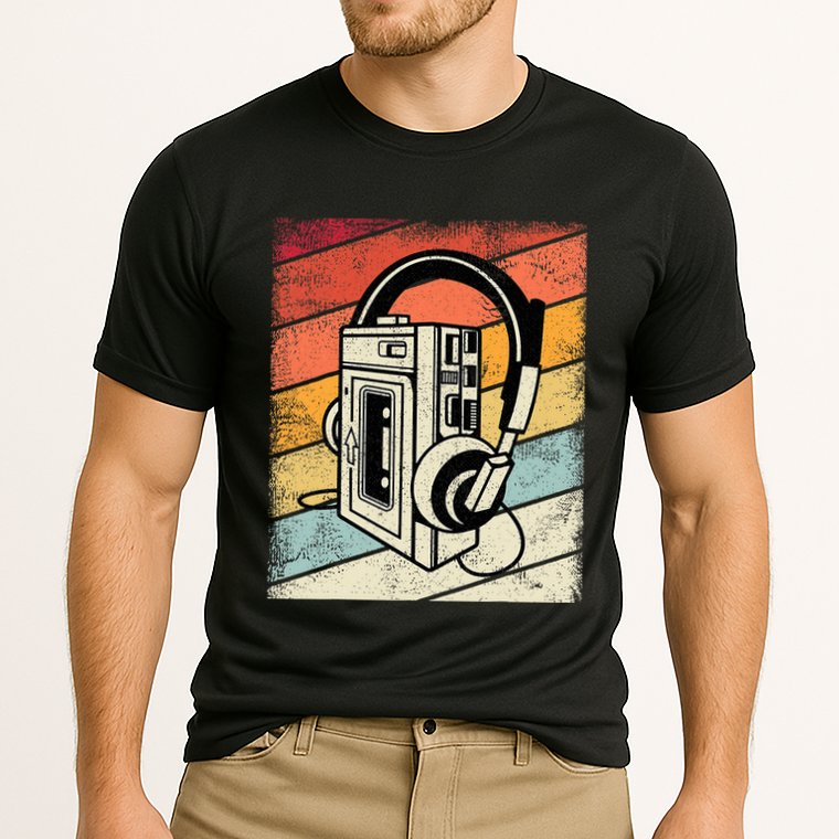 Vintage Walkman Retro 80s 90s Graphic Cooling Performance Crew T-Shirt