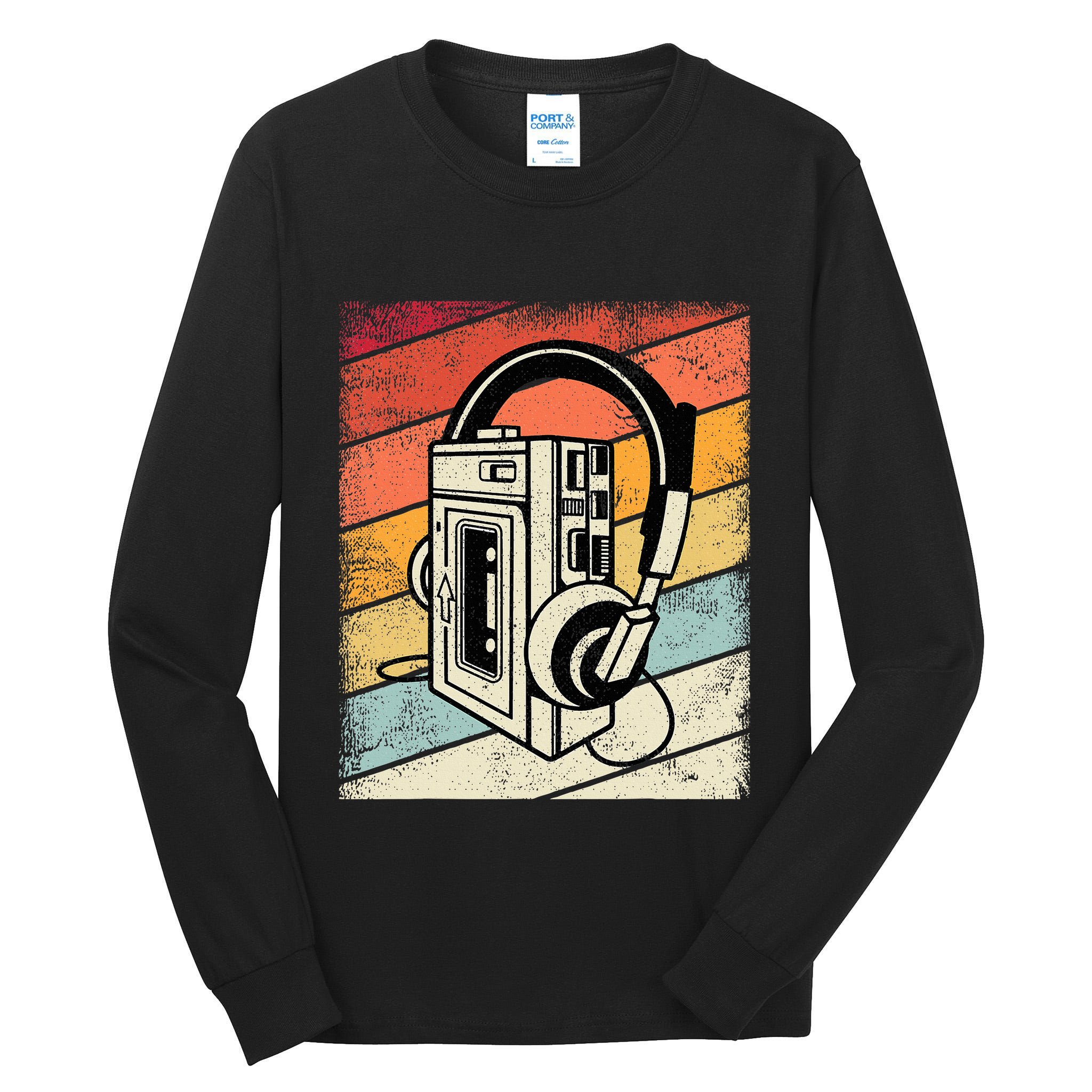 Vintage Walkman Retro 80s 90s Graphic Tall Long Sleeve T-Shirt