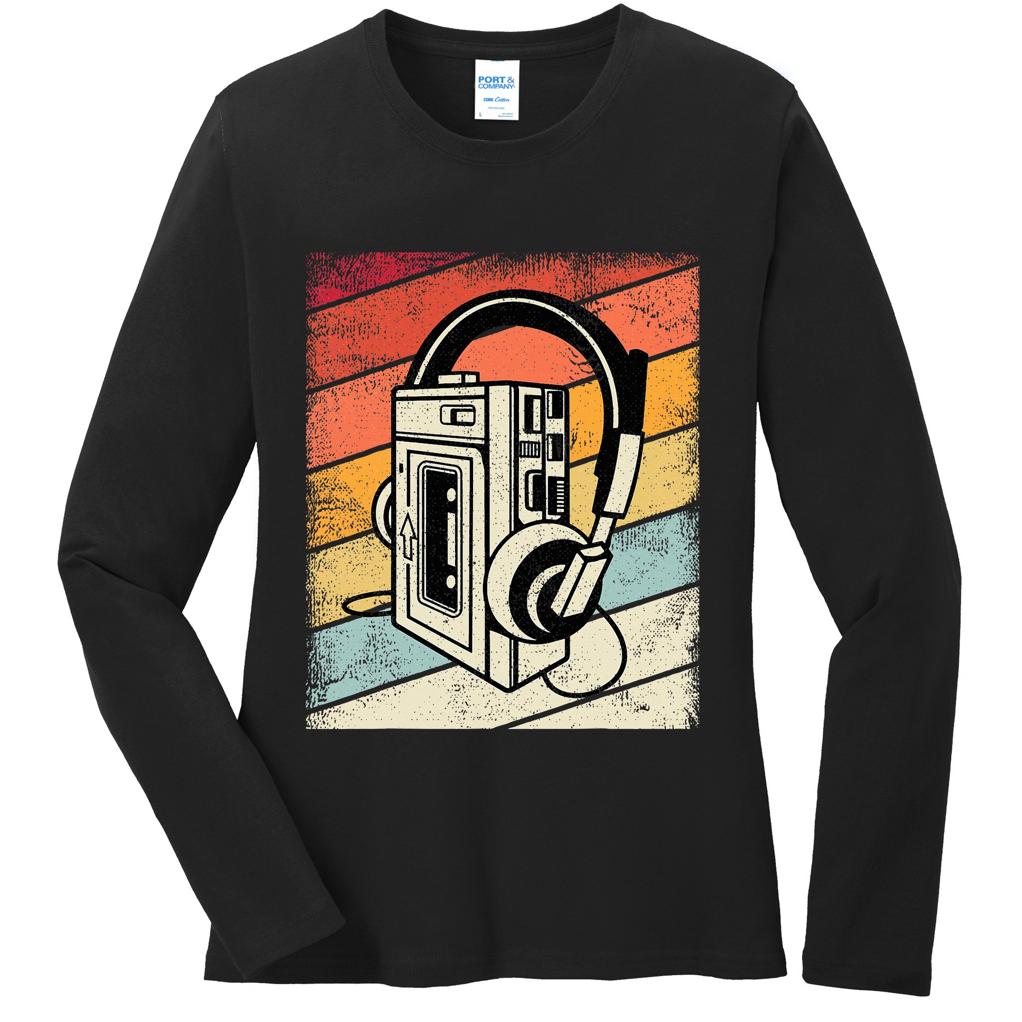 Vintage Walkman Retro 80s 90s Graphic Ladies Long Sleeve Shirt
