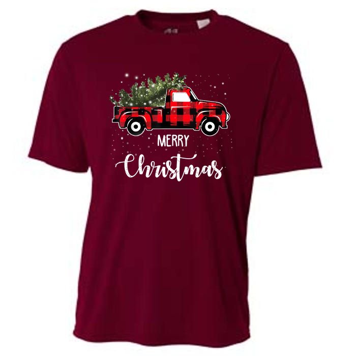 Vintage Wagon Red Truck Christmas Tree Pajama Family Xmas Cooling Performance Crew T-Shirt