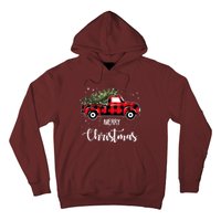 Vintage Wagon Red Truck Christmas Tree Pajama Family Xmas Hoodie