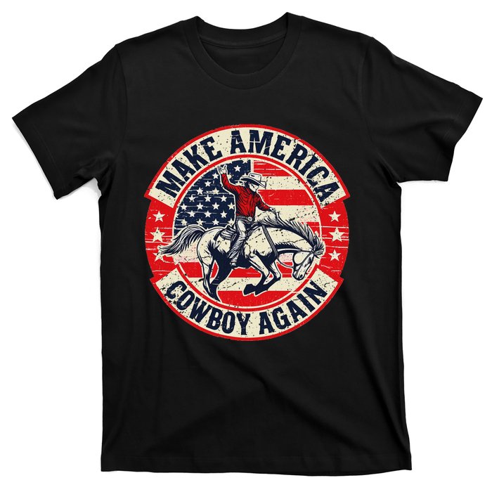 Vintage Western Rodeo Usa Flag Makes America A Cowboy Again T-Shirt