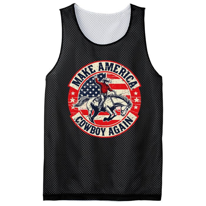 Vintage Western Rodeo Usa Flag Makes America A Cowboy Again Mesh Reversible Basketball Jersey Tank