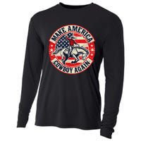 Vintage Western Rodeo Usa Flag Makes America A Cowboy Again Cooling Performance Long Sleeve Crew