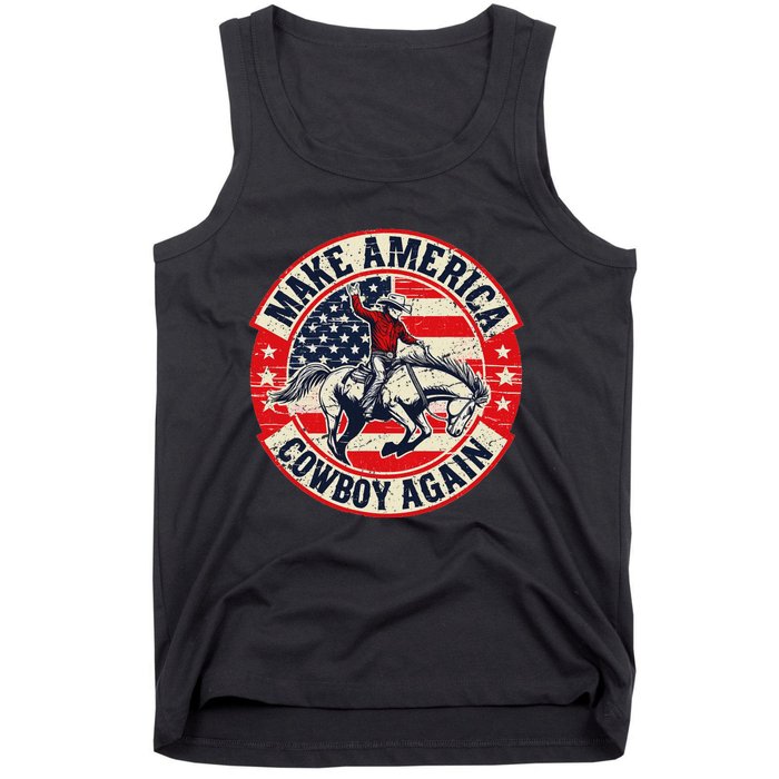 Vintage Western Rodeo Usa Flag Makes America A Cowboy Again Tank Top