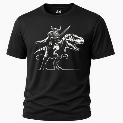 Viking Warrior Riding Trex Dinosaur Cooling Performance Crew T-Shirt