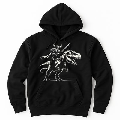 Viking Warrior Riding Trex Dinosaur Hoodie