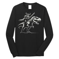 Viking Warrior Riding Trex Dinosaur Long Sleeve Shirt