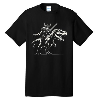 Viking Warrior Riding Trex Dinosaur Tall T-Shirt