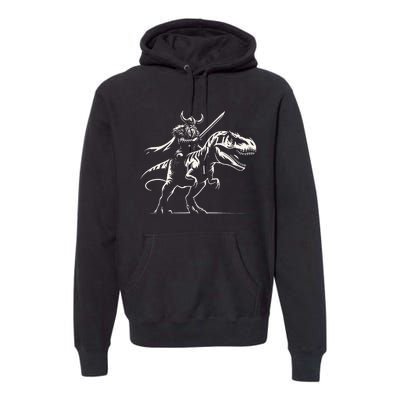 Viking Warrior Riding Trex Dinosaur Premium Hoodie