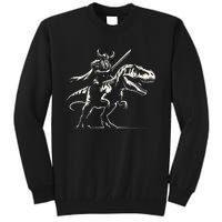 Viking Warrior Riding Trex Dinosaur Tall Sweatshirt