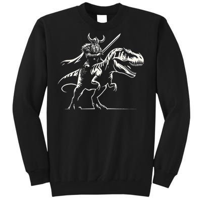 Viking Warrior Riding Trex Dinosaur Tall Sweatshirt