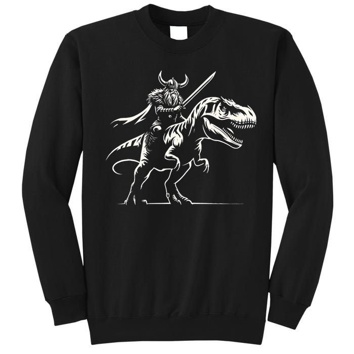 Viking Warrior Riding Trex Dinosaur Tall Sweatshirt