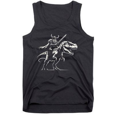 Viking Warrior Riding Trex Dinosaur Tank Top